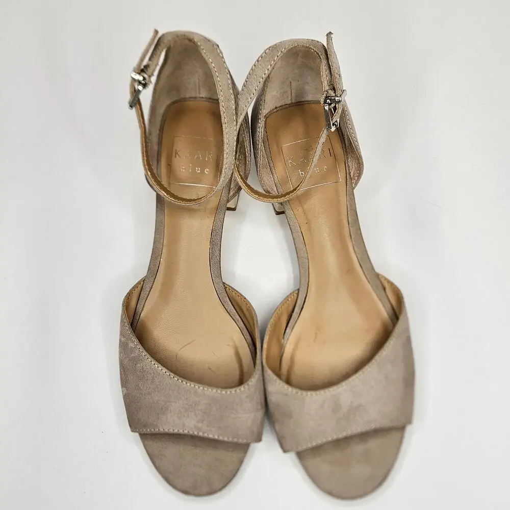 KAARI BLUE Danni Taupe Suede Block‎ Heel Ankle Strap Sandals Size 6